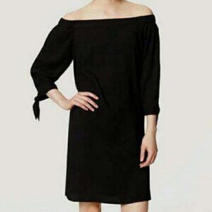 Ann Taylor Loft Off-Shoulder Black Shift Dress